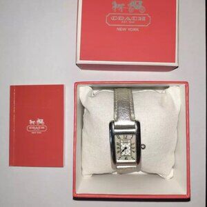 COACH-Lexington-Breast Cancer Awareness-Silver Leather Band Watch-Excellent